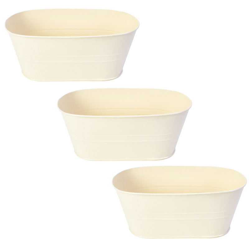 Ensemble de 3 contenants en crème crème, H 4,75 po x l 10,5 po x P 5,5 po