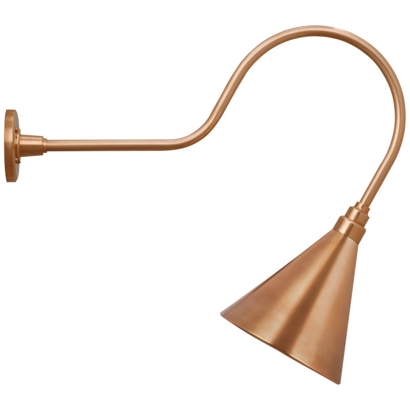 Thomas O'Brien, "Academy 26" Angled Flynn Barn Light in Soft Copper with 12.5" Conical Savannah Shade