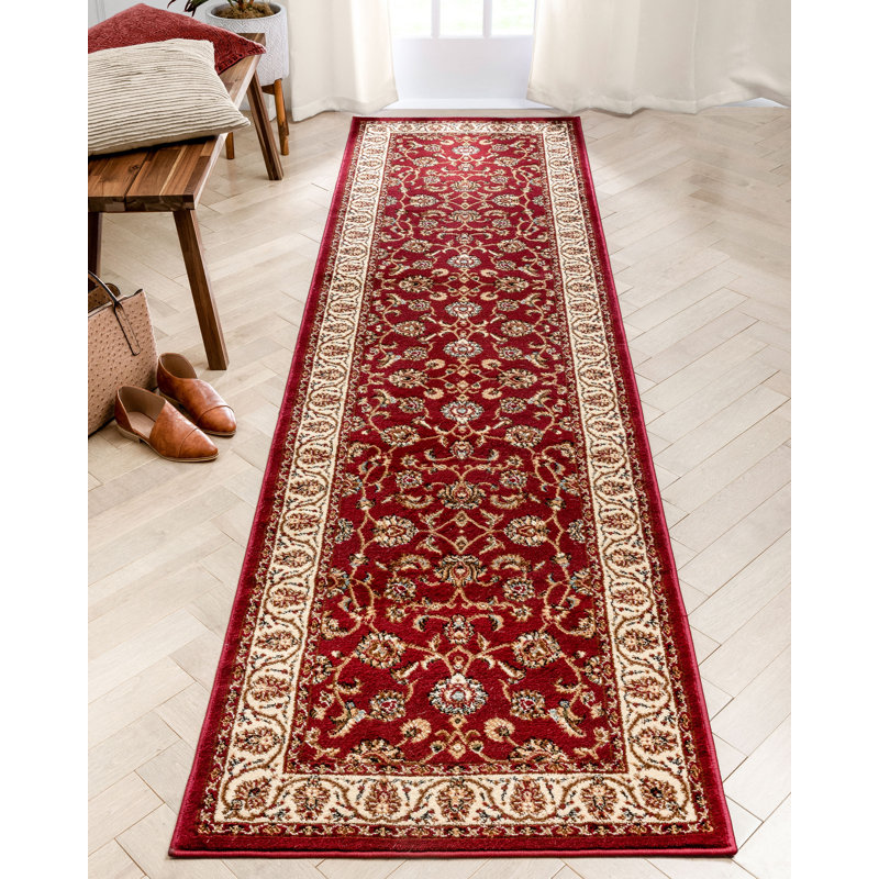 Belliere Sarouk Red Traditional Rug, Runner 2'7" x 9'6