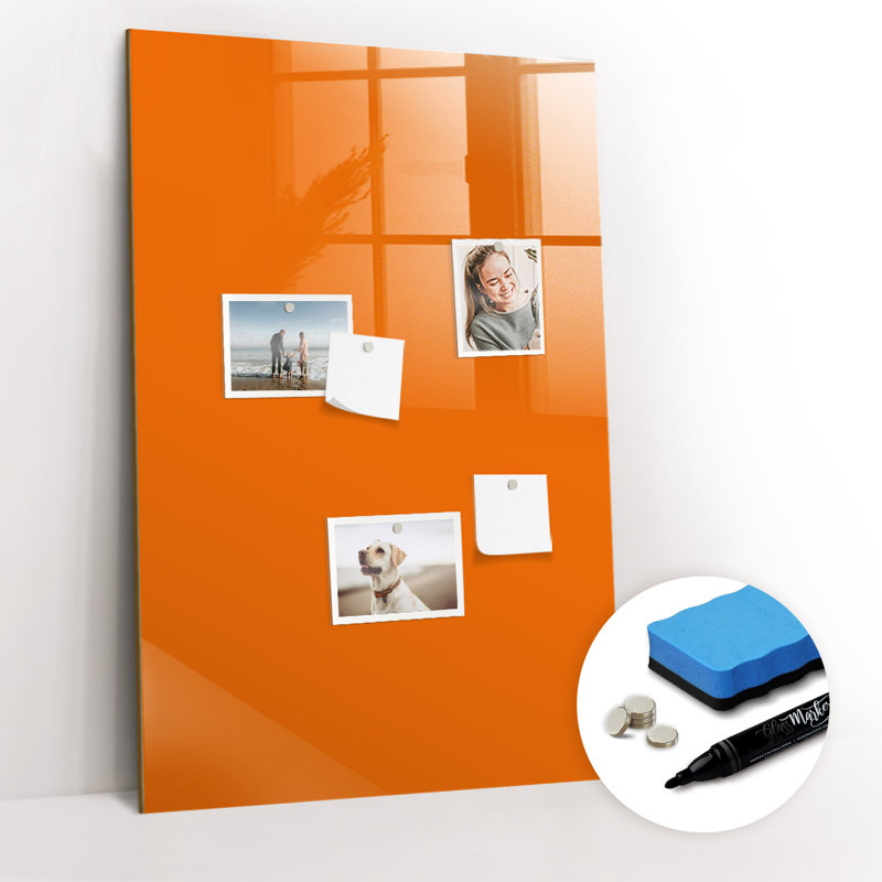 Magnetic Glass Dry Erase Board, Orange