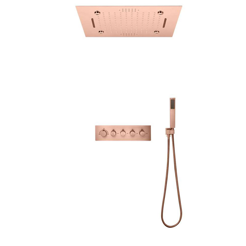 Carrara Rose Gold Musical Thermostatic Shower System Mist Rainfall with Handheld Shower