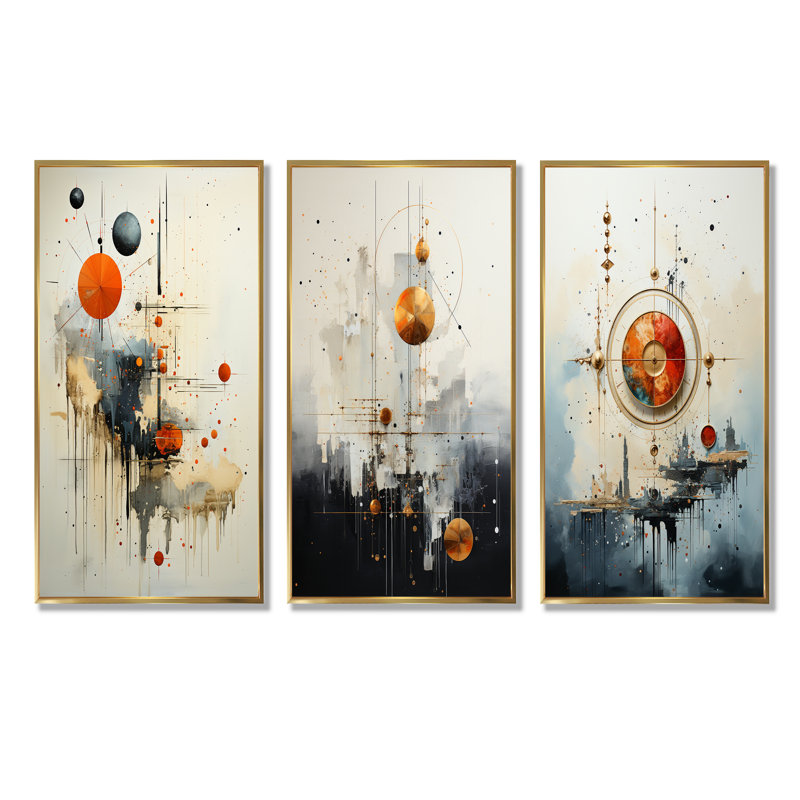Minimalism Astrology Muted Art, Gold Floater Framed, 40'' H x 60'' W