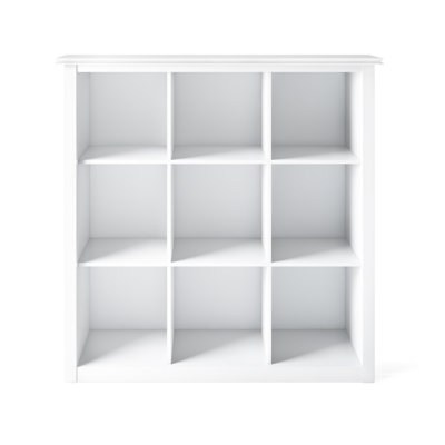 Artisan 45"H Solid Wood Transitional 9-Cube Bookcase with Fixed Shelves and Tapered Legs
