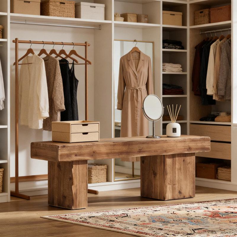 Entryway Bench, Rustic Brown