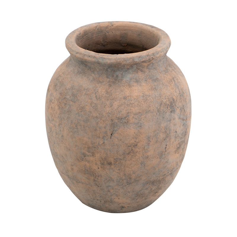 D10.5X13 "Vase rond en terre cuite avec texture terreuse