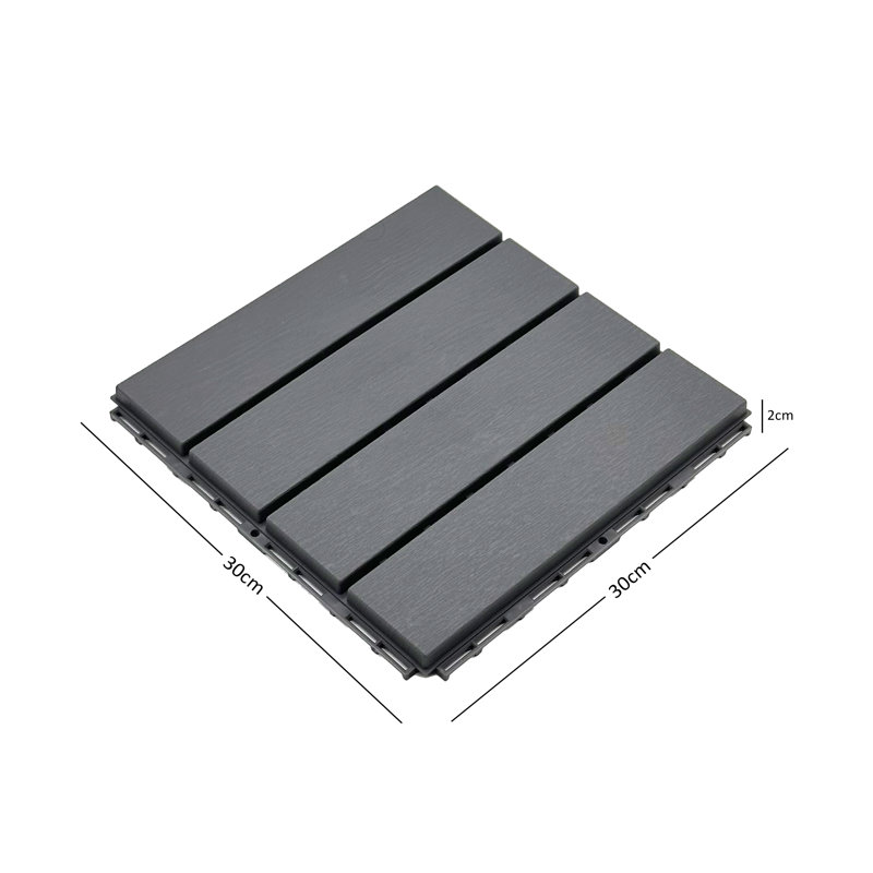 Sosuke 30cm L x 30cm W Plastic Interlocking Deck Tile, Grey