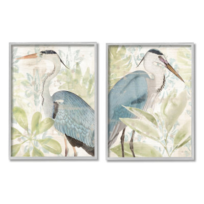 Cranes & Tropical Plants Framed On Wood 2 Pieces Print -  Stupell Industries, a2-618_gff_2pc_24x30