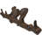 Rustic Cast Iron Playful Squirrel Perching On Tree Branch 4-Peg Wall Hooks Décor