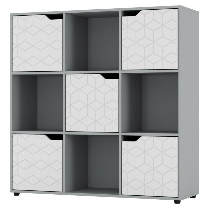 Bernuth 90.5cm H x 89cm W Cube Bookcase, Grey/White