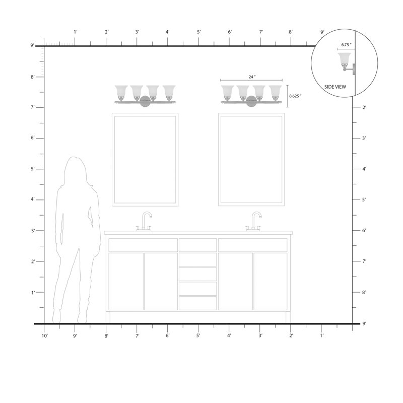 Hardin 4 - Light Dimmable Vanity Light, Polished Chrome