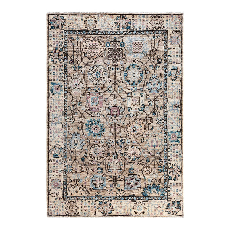 Tapis unique noué à la main brun Serapi 4 pi 1 po x 6 pi 0 po Serapi
