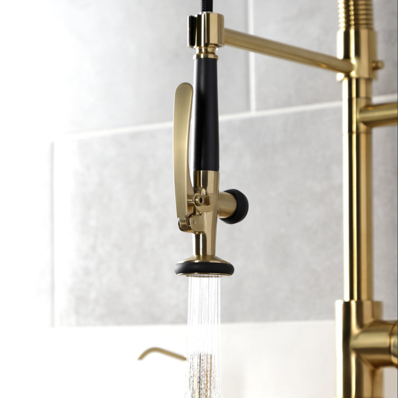Kingston Brass Milano Kitchen Soap Dispenser, Satin Brass