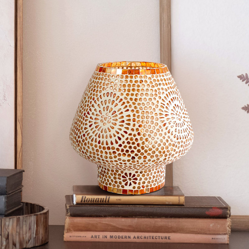 Glass Mosaic Table Lamp With Inline Switch, Copper Finish