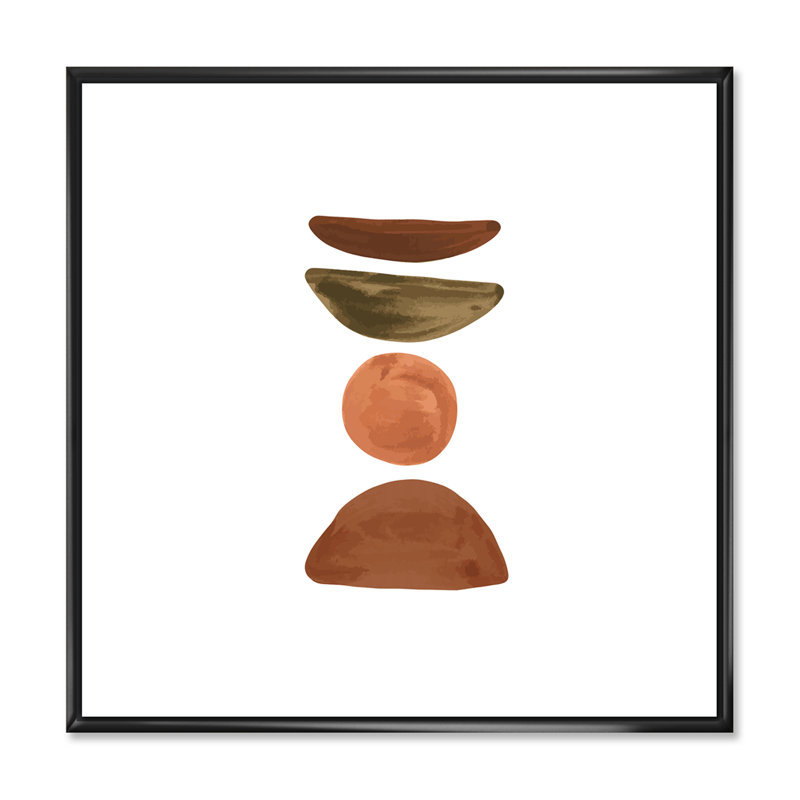 Minimal demi-lune et orange pleine lune - Impression sur toile, H 30 po x l 30 po x P 1 po, Cadre flottant noir