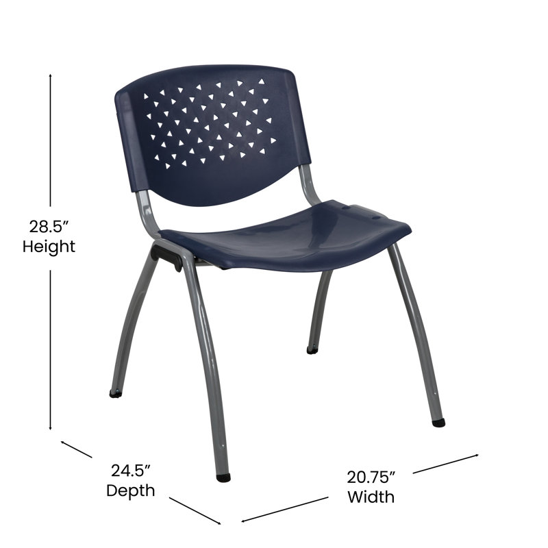 Navy and Black Metal Stacking Reception Chair