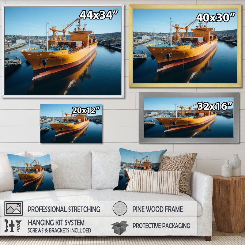 Port Port of Discovery III sur impression sur toile, H 30 po x l 40 po, Cadre flottant noir