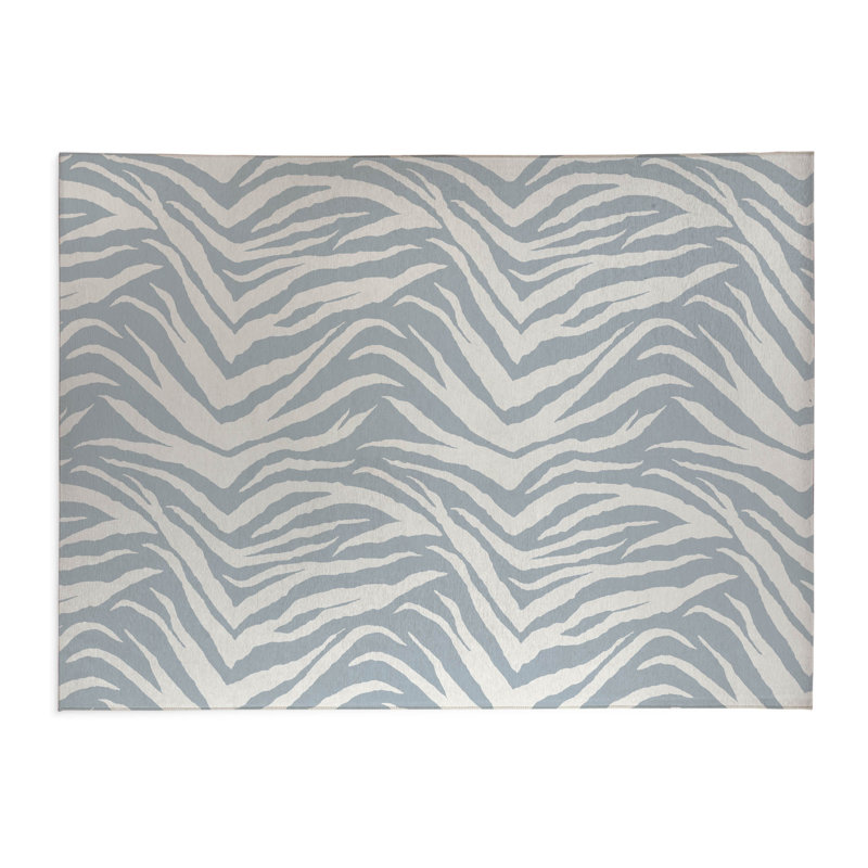 Zebra Patch Kids Play Mat, Slate Blue/Blue, Rectangle 5' x 7'