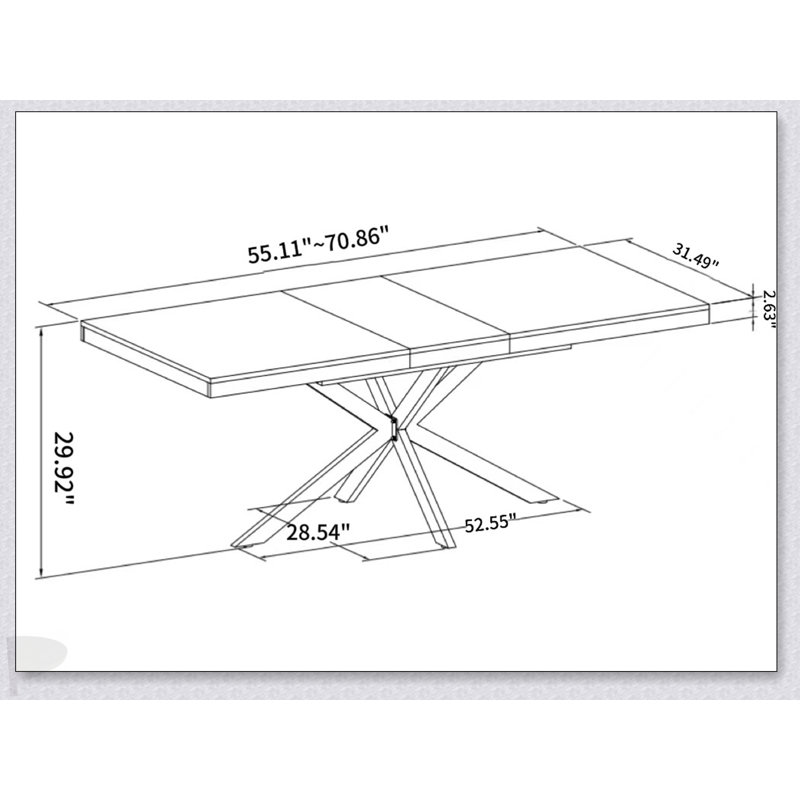 Adjustable Rectangular Dining Table With Dark Grey Top And Iron Base, Featuring A Storage Box For Convenience