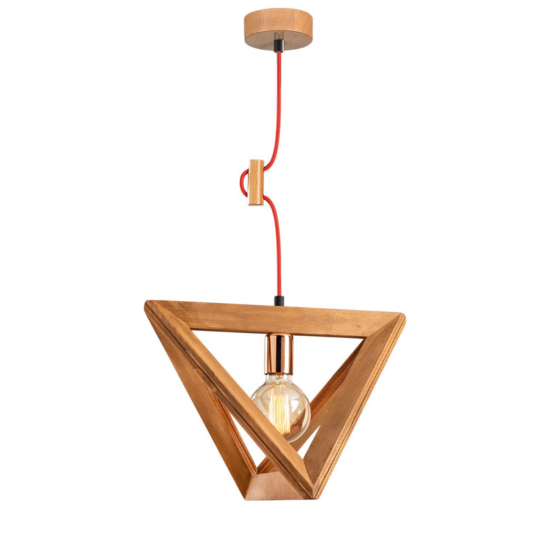 Luminaire suspendu géométrique unique à 1 lumière Hendrick, Noyer / rouge