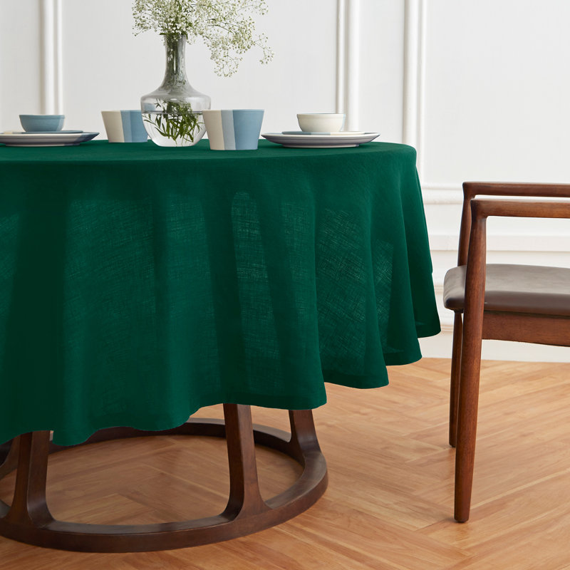 Sonoma - 100% Pure Linen Round Tablecloth (Prewashed), 70" Round, Green