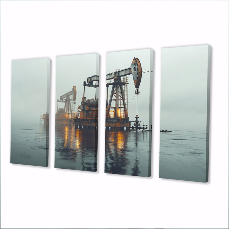 Gris, jaune, hiver, carburant, Futures, installation sur toile, H 28 po x l 48 po