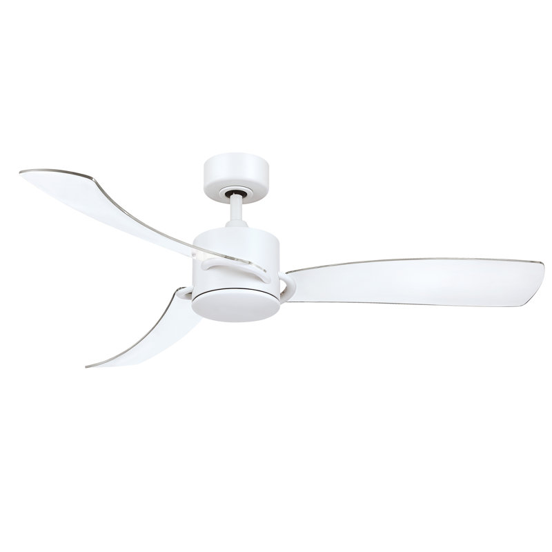 SculptAire 52 inch Indoor/Outdoor Ceiling Fan with LED Light Kit - Matte White with Clear blades, Matte White