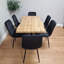 Wooden Brown Dining Table with 6 Velvet Chairs Dining Room Furniture-1311207610