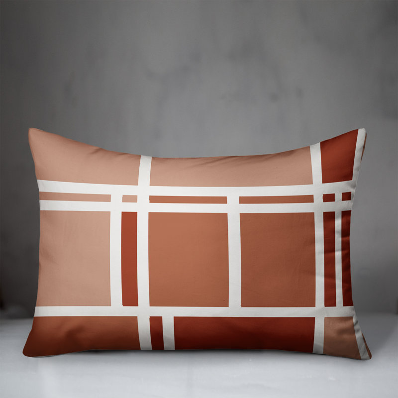  Coussin intérieur / extérieur géométrique, Orange / Rouge