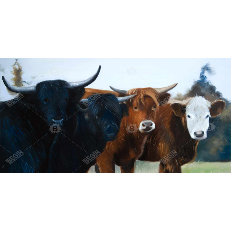 Four highland cows - 15.75"x31.50" Desk mat