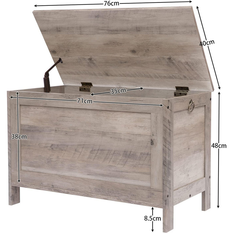 Wood Storage Bench, Greige