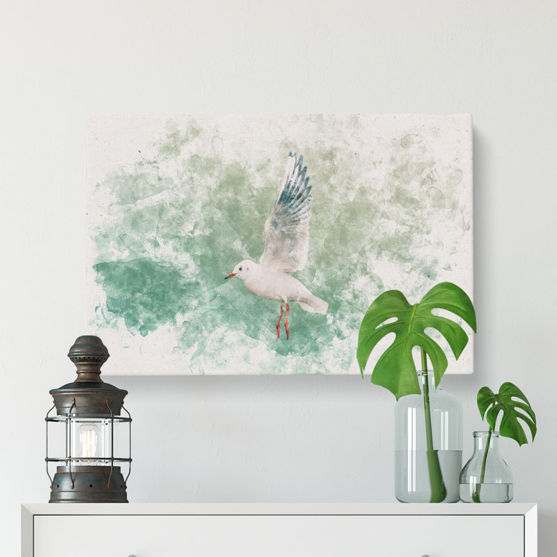 Seagull Watercolour - Wrapped Canvas, 40cm H x 60cm W x 3cm D