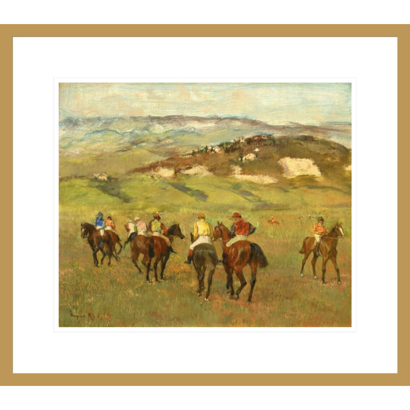 «Jockeys on Horseback avant Distant Hills» par Edgar Degas, impression giclée encadrée, H 17,75 po x l 20,14 po