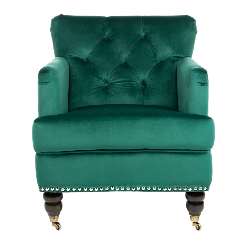 Atkison Upholstered Club Chair, Green Velvet