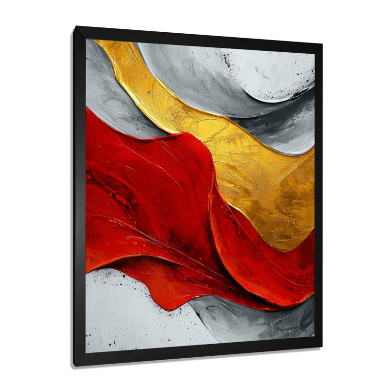 «Tankersley», art mural abstrait sur toile, H 20 po x l 12 po, Picture Framed, Noir, noir, noir, noir
