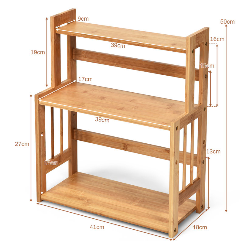 Freestanding Bamboo Spice Rack with Adjustable Racks