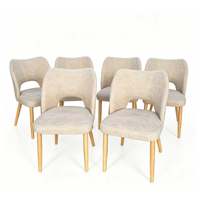 Chaises de salle à manger modernes rembourrées, pieds en bois en forme de cœur, version ajourée, ensemble de 4+6.