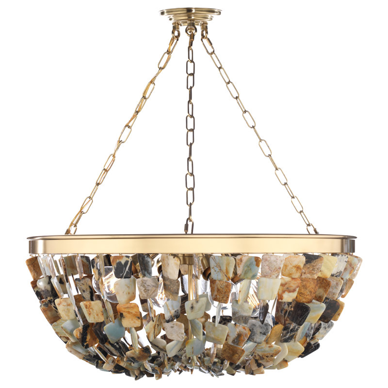 Luminaire suspendu 8 lumières avec agate de rivière multicolore Metropolitan Flotsam