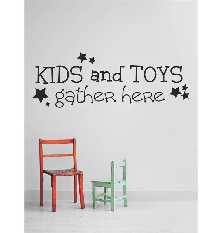 Décalcomanie murale "rassemblement pour enfants et jouets", H 10 po x l 40 po x P 0,16 po, Noir
