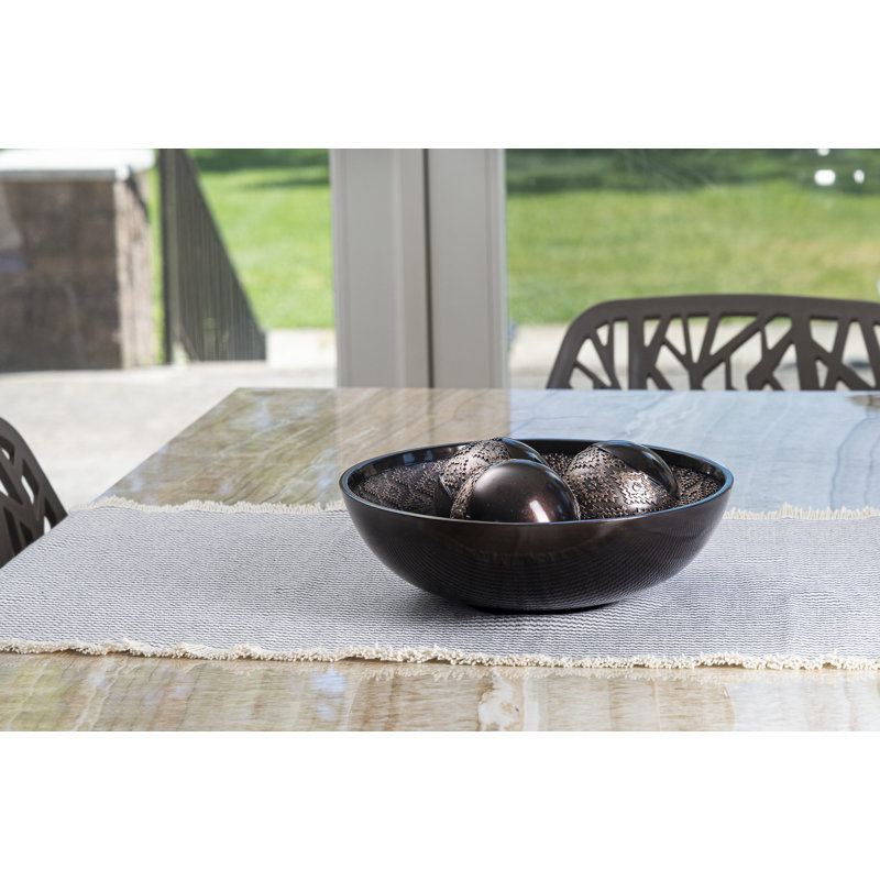 Dublin Brown Resin Decorative Bowl and Orb Set