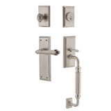 Nostalgic Warehouse New York Plate F Grip Handleset with Single Cylinder Deadbolt and Fleur Lever