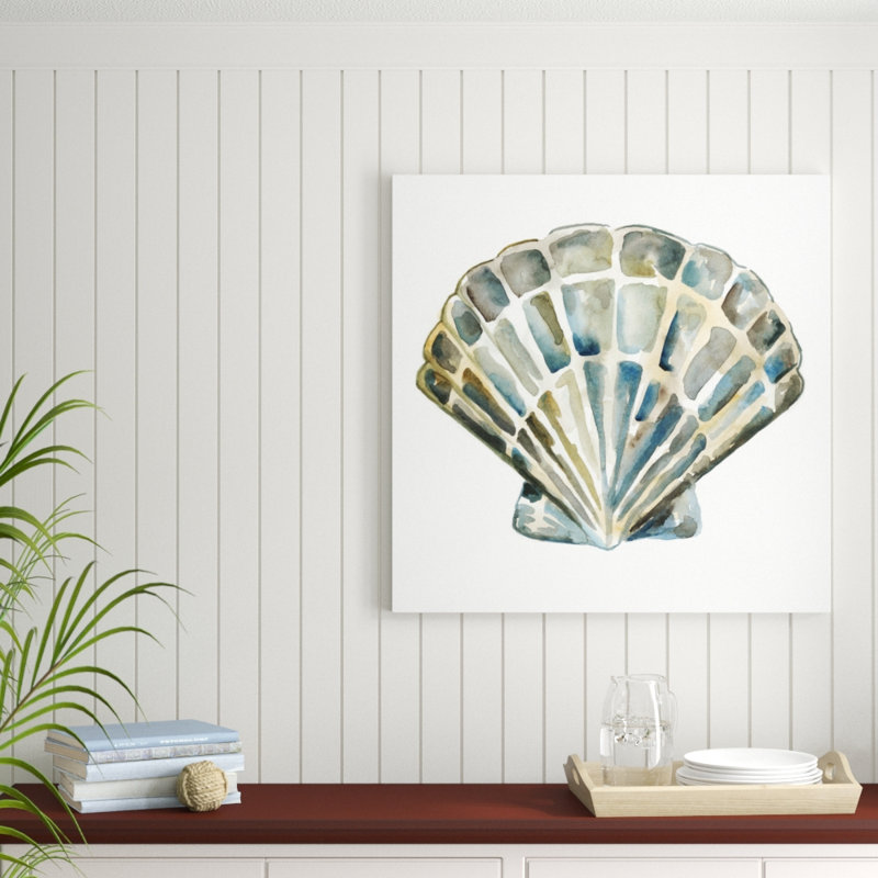«Aquarelle Shells IV», peinture sur toile, H 36 po x l 36 po, Toile tendue
