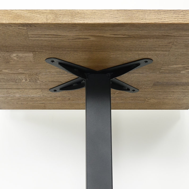 Acamas Oak Metal Base Dining Table, Brown Oil