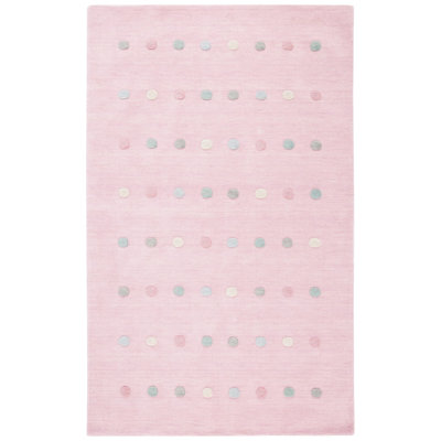 Hachirou Polka Dots Hand Knotted Wool/Cotton Light Pink Area Rug