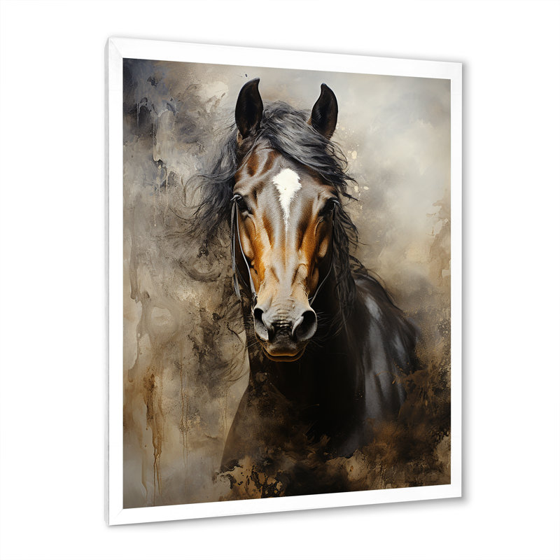 Balendran White Horse Équestre Dualité I, reproduction d'art sur toile, H 40 po x l 30 po, Cadre photo unique, Blanc