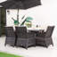 Ensemble repas pour 6 personnes en osier avec table rectangulaire, coussins inclus