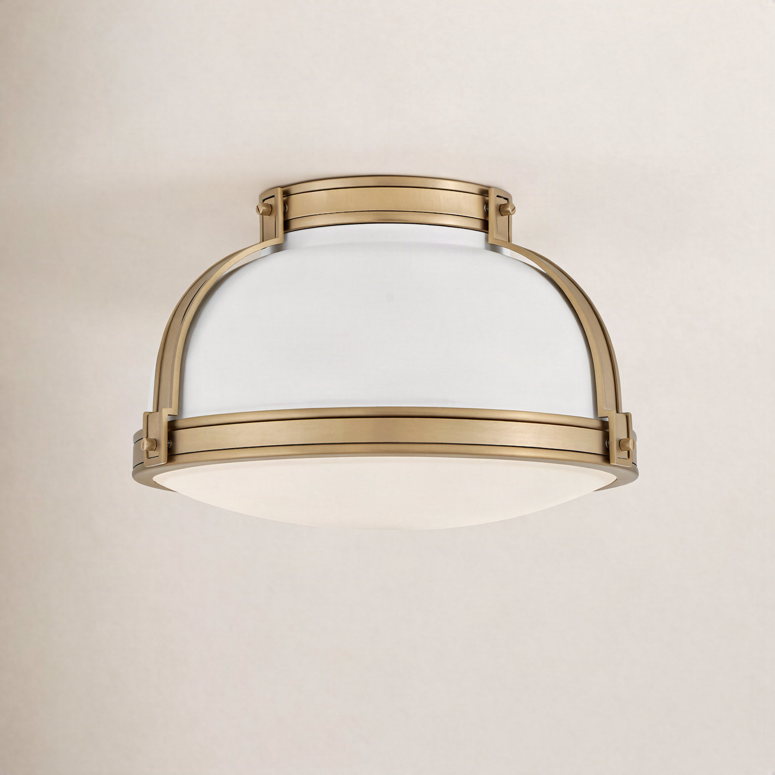 Calathea 2 Light Flush Mount, White/Gold