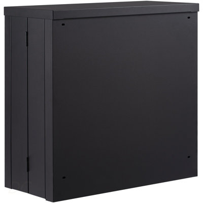 Armoire murale pliable, armoire de garage en métal, petite armoire murale 26 po, capacité de chargement de 240 lb, tablette réglable, porte magnétique, dossier pour garage, maison, noir
