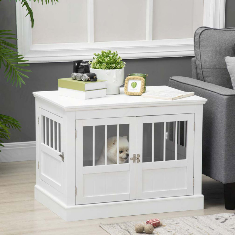 Table de bout pour chien avec triple porte, Blanc