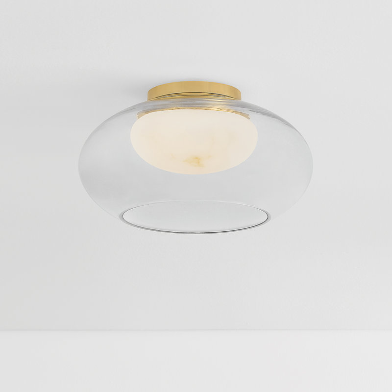 Moore Flush Mount in Aged Brass, 10 W, 6.5" H x 12" W x 12" D