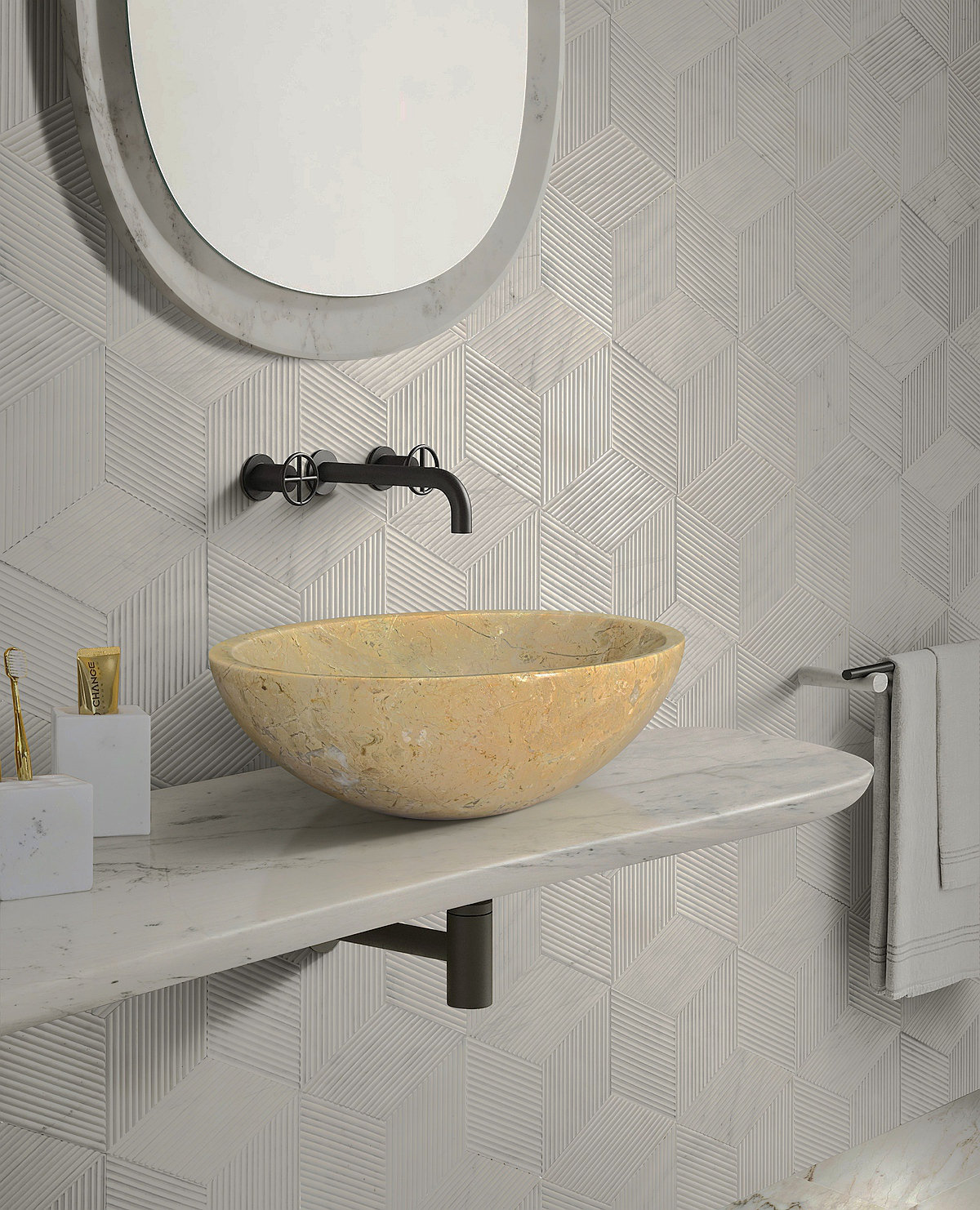 Photo inspiration: Picture Idea: Ebern Designs Green Natural Marble Bathroom Vessel Sink Polished